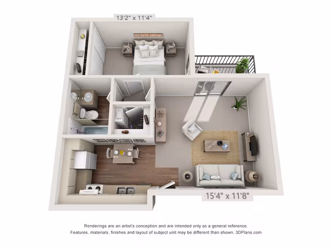 1 Bed • 1 Bath 3711 floor plan